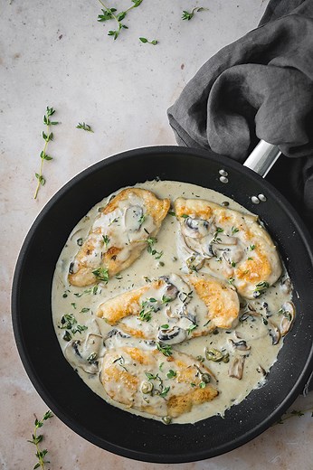 Chicken Scallopini with Mushroom Cream Sauce - Yummy Addiction