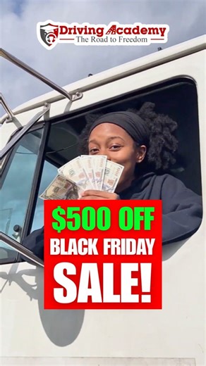 1.5K views · 21 reactions | BLACK FRIDAY: $500 OFF CDL TRAINING! START YOUR CAREER FOR LESS! This week only (11/24–12/01), we've snatched $500 OFF all CDL courses at Driving Academy. Whether you're starting fresh or upgrading your license, this is the lowest price you’ll see all year for a CDL. Link in bio, don’t miss it! https://www.cdldrivingacademy.com/?utm_medium=social&utm_id=1211968509263258 | Driving Academy | Facebook