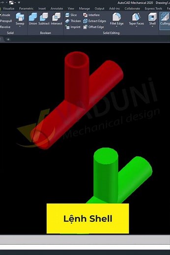Cách dùng Lệnh Shell Trong AutoCAD 3D để Tạo Khối 3D Rỗng #vaduni #autocad3D #hocautocad