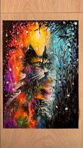 Beautiful oil pastel abstract painting & prolific art demonstration