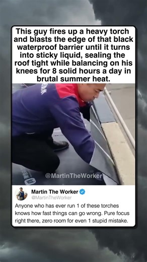 ROOFING EXPERT MELTS TAR LIKE BUTTER