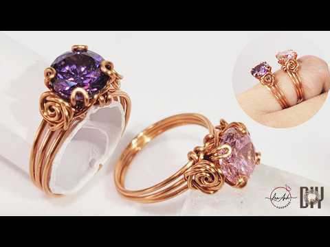 Making prong ring with faceted stone | easy DIY jewelry with wire 1047