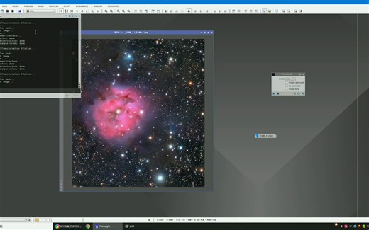 PixInsight：超级简单的缩星教程。第一步：用starnet2或者sxt去星 第二步：用Star De-emphasizer脚本缩星