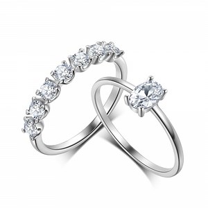 Beautlace 925 Sterling Silver Rings Set，Stackable Wedding Bands Rings,Promise Rings Set for Women - Walmart.com