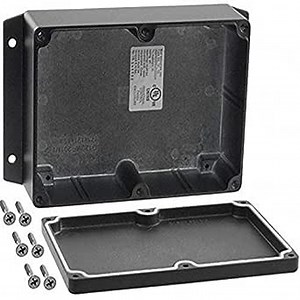 BUD Industries AN-2856-AB IP68 Aluminum Enclosure with Molded Mounting Flanges 6.73" L x 4.76" W x 2.17" D, Black