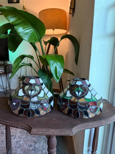 Set of Vintage Tiffany Stained Glass Lamp Shades - Etsy