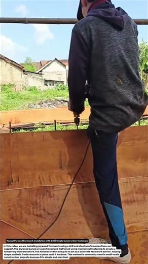 Manual Plywood Formwork Installation with Drill | Simple Construction Technique.