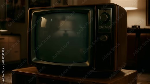 Vintage Retro TV Turning Off with Static Noise and CRT Screen Glitch