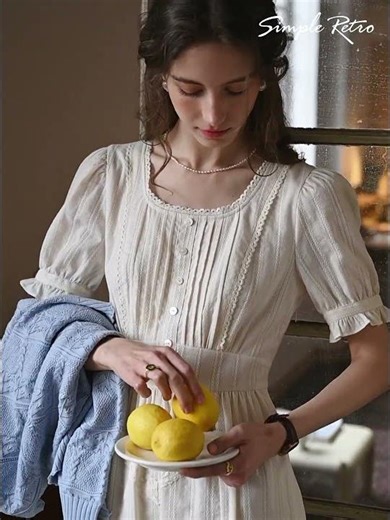 Simple Retro | Emmeline Round Neck 100%Cotton Dress | SS New In