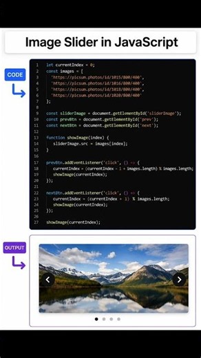 Build an Image Slider in JavaScript 🖼️ #coding #javascript #developer #programming #codingtricks