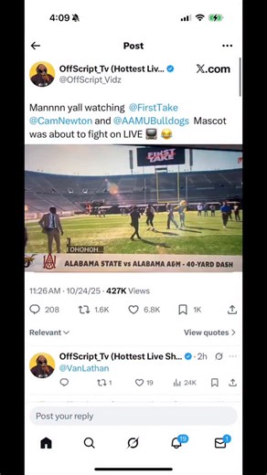 Cam Newton vs the mascot from Alabama A&M. | KevOnStage