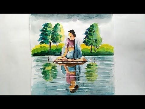 how to draw reflection in water drawing