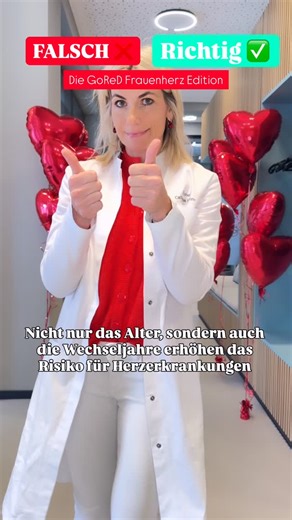 Dr. Catharina Hamm on Instagram: "Richtig oder Falsch? Die GoRed❤️Edition 1️⃣Der Blutdruck verändert sich über das Leben. Hormonelle Umstellung, Gefäßsteifigkeit, Stress und Gewicht spielen eine große Rolle – besonders rund um die Wechseljahre. 2️⃣ viele Referenzwerte, Studien und Diagnostik Algorithmen wurden überwiegend an männlichen Körpern erhoben. Es hat Konsequenzen für die Erkennung von Herzerkrankungen bei Frauen. 3️⃣ Frauen ohne klassische Risikofaktoren im Alter von 50 Jahren können im
