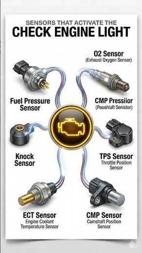 CHECK ENGINE LIGHT Causes Explained 🚗⚠️ O2, TPS, CMP, ECT & Knock Sensor Faults#CheckEngineLight