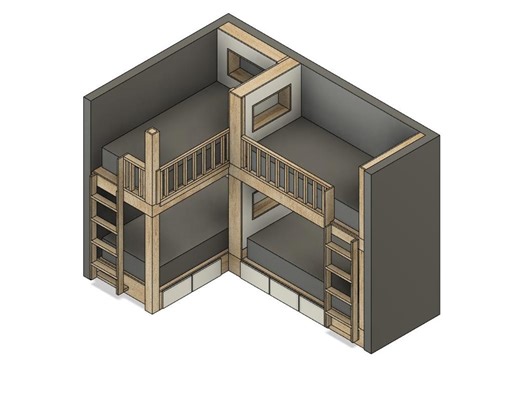 Twin XL Quad Bunk Bed DIY Build Plans: L-shaped Design With Storage (imperial/metric) #216 - Etsy