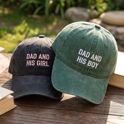 Custom Embroidered Washed Cotton Dad Hat: "dad and His Girl" / "dad and Boy" - Etsy