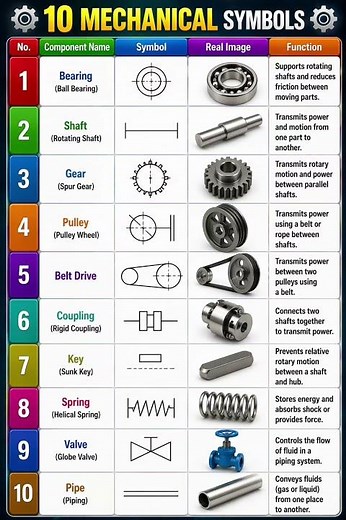 10 Essential Mechanical Symbols & Their Functions Explained ⚙️ #shorts
