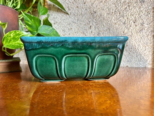Vintage Hull F469 Rectangle Planter – Blue-green Drip Glaze – Mid-century Pottery – Collectible Ceramic – 1950s–60s - Etsy