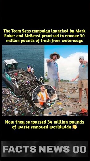 The Team Seas campaign launched by Mark Rober and MrBeast promised remove 30 million pounds #viral