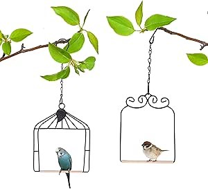 Hummingbird Feeders Bird Swing Metal Frame for Finch Hummingbird Perch Wild Bird Swing with Wooden Dowel Outdoor Bird Perch Rust Resistant 2 Pack
