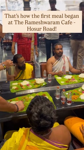 First ever meal at @RameshwaramCafe on Hosur Road started with a prayer to Amma Annapoorneshwari!Pandits were part of this iconic beginning!This outlet offers an exclusive sit-down dining experience for the first time ever!A divine dining experience!It opened yesterday!#therameshwaramcafe #rameshwaramcafe #bengaluru