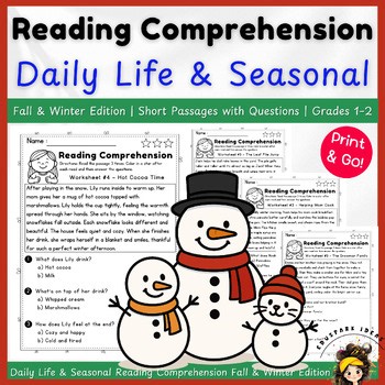 Daily Life & Seasonal Reading Comprehension | Fall & Winter Edition | Grades 1–2