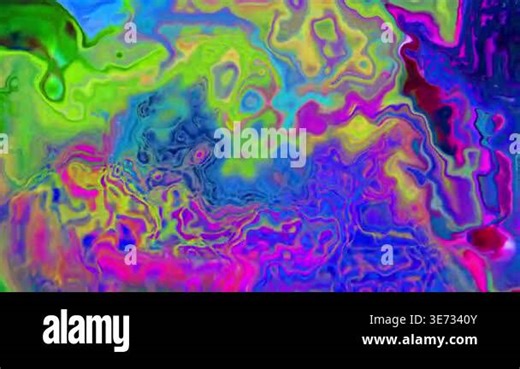 High-contrast abstract fluid texture with vibrant purple, green, and turquoise tones. Dynamic marble paint swirls for creative designs. High resolution, energetic and artistic wallpaper backdrop Stock Video Footage - Alamy