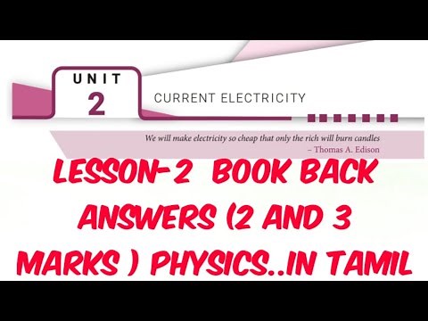 Current Electricity Book Back answers Class12 Chapter-2 in Tamil
