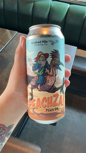 The Wizard of Za is BACK and he's not alone! Starting September 2nd, you can get our newest magical pairing: The Wizard of Za Pizza PeachZa Beer 🍕🍑🍺 ✨ The Wizard of Za Pizza: A chipotle peach habanero base topped with roasted chicken, red onions, mozzarella, ricotta, fresh basil, and juicy peach slices. Sweet, spicy, and perfectly smoky. ✨ PeachZa IPA: Brewed with our friends at Hundred Mile Brewing Company, this hazy peach IPA is dry-hopped with vibrant Nectaron hops from New Zealand and fin