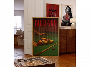 Retro Billiards Print, Retro Pool Hall Wall Art, Vintage Billiards Print, Game Room Decor, Green Pool Ball Print, 8 Ball Room Print - Etsy