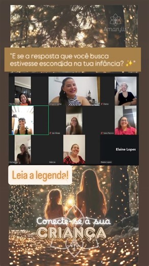 ✨ E assim foi o nosso encontro on-line... Um conteúdo preparado com muito amor pra acolher essa peça-chave da nossa transformação: a nossa CRIANÇA INTERIOR 🌷💫 É láaa das nossas primeiras experiências de vida que vem tudo o que usamos hoje — consciente ou inconscientemente — pra conduzir nossa jornada, nossas decisões… e até as nossas travas, medos e ciclos que se repetem. Cada uma dessas coisas carrega um “porquê” oculto que, ao vir à luz da compreensão, nos permite remodelar nossa realidade e