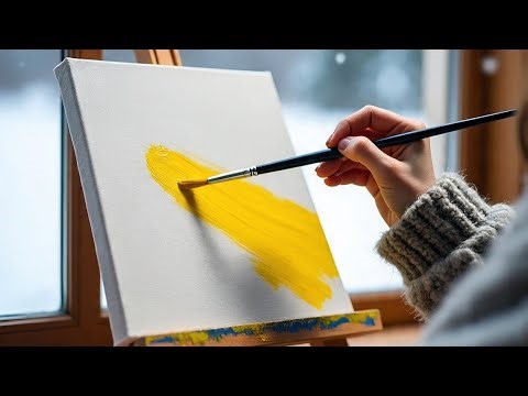 Winter Season Painting / Winter Season Sunset Painting / Acrylic Painting Tutorial for Beginners