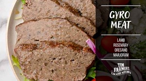 Make Your Own Gyro Meat at Home 2 pounds ground lamb 1 teaspoon fresh rosemary 1 teaspoon fresh oregano 1/2 onion, minced 1 garlic clove, minced 5-6 tablespoons breadcrumbs 1 egg 1 teaspoon thyme 1 teaspoon oregano 1 teaspoon marjoram 1 teaspoon cumin 1 teaspoon rosemary 1 teaspoon black pepper Salt & Pepper Mix together all ingredients until well combined. Place in food processor until smooth. Remove and form into loaf. Place loaf pan in larger roast pan and add water to outside roast pan (so l