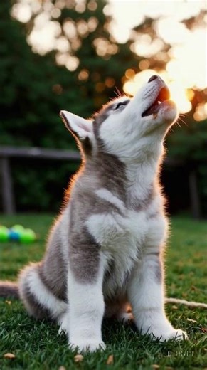 🐺 Husky Puppy Tries to Howl Like a Wolf | Funniest Tiny Howl Ever 😂💙 #Shorts #viral #cute #reels