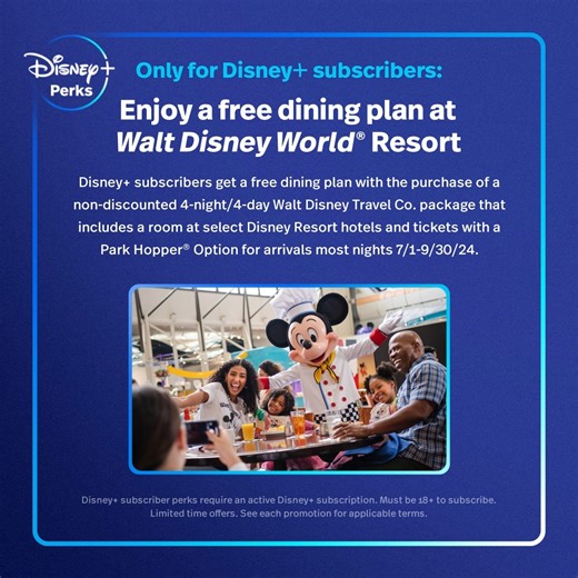 ➕ #DisneyPlus perk alert! ➕ Subscribers get a free dining plan at Walt Disney World Resort! Learn more: http://di.sn/6006RcHPw | Disney
