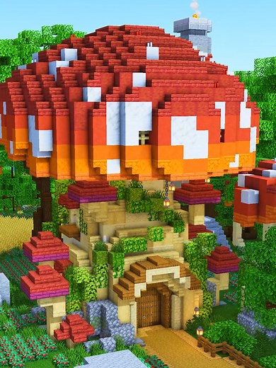 Build it! (Mycelium Toadstool Cottage) - link in bio! The 3D Guide is online and has a materials list included. No mods or addons are required! 📥Included downloads: Java / Bedrock world and Schematic. #charliecustardbuilds#minecraft