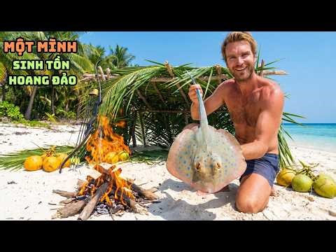 Surviving Alone on a Deserted Island - Making Fire, Finding Water, and Grilling Stingrays for Food