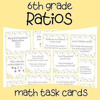 6th Grade Ratios Task Cards | Common Core