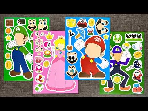 [paper diy] SUPER MARIO Sticker Book Transformation 🍄 Satisfying ASMR with Mario Luigi Yoshi & Peach