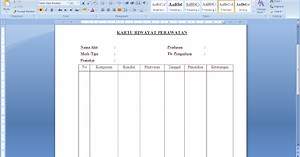 Format kartu riwayat perawatan lab komputer sekolah