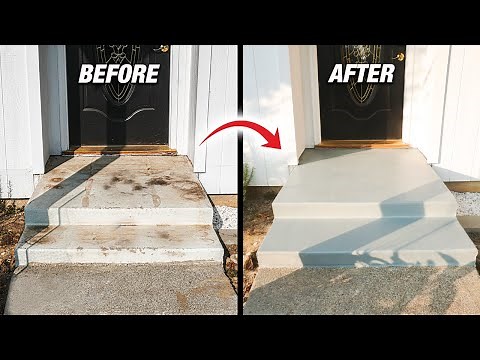 How To Paint Your Front Concrete Stairs Like New Again! Front Entry Steps Transformation DIY!
