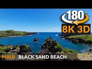 Hana, Maui: Waiʻānapanapa State Park & Black Sand Beach • 180 VR 8K