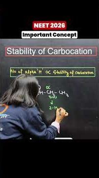 Stability of Carbocation | Day 15 of Complete Chemistry Through Shorts