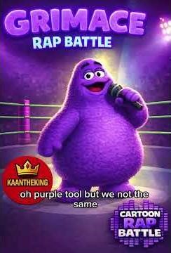 Cartoon Rap battle AI Grimace vs Barney Grimace Rap 1