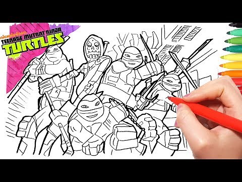 TMNT TEENAGE MUTANT NINJA TURTLES Coloring Pages | Learn Ninja Turtles Mickey Donnie Raphael Leo