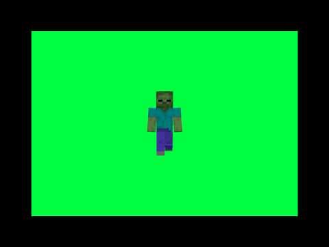 Zombie Walking Minecraft Green Screen Chroma key Animation