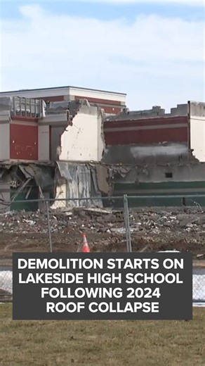 Crews start demolition of Lakeside High School in Ashtabula following roof collapse