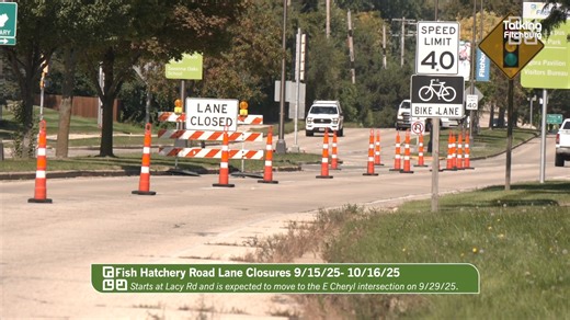 Fish Hatchery Road Lane Closures Reminders Fish Hatchery Road will have lane closures during the weeks of September 29–October 3 and October 6–October 10. September 29–October 3: The northbound left-turn lane and the center of the intersection will be closed. October 6–October 10: The northbound right-turn lane and the E. Cheryl Parkway approach will be closed. Please use Lacy Road and Fahey Glen as the detour route. Visit https://www.fitchburgwi.gov/ for more information on closures and activit