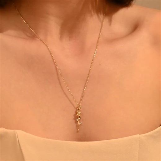 14k Solid Gold Rose Pendant Necklace • Real Gold Floral Jewelry for Women • Dainty Nature-inspired Flower Necklace • Gift for Her - Etsy UK