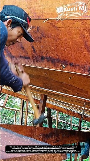 Manual Boat Hull Panel Fastening Process | Traditional Wooden Boat Construction Technique.